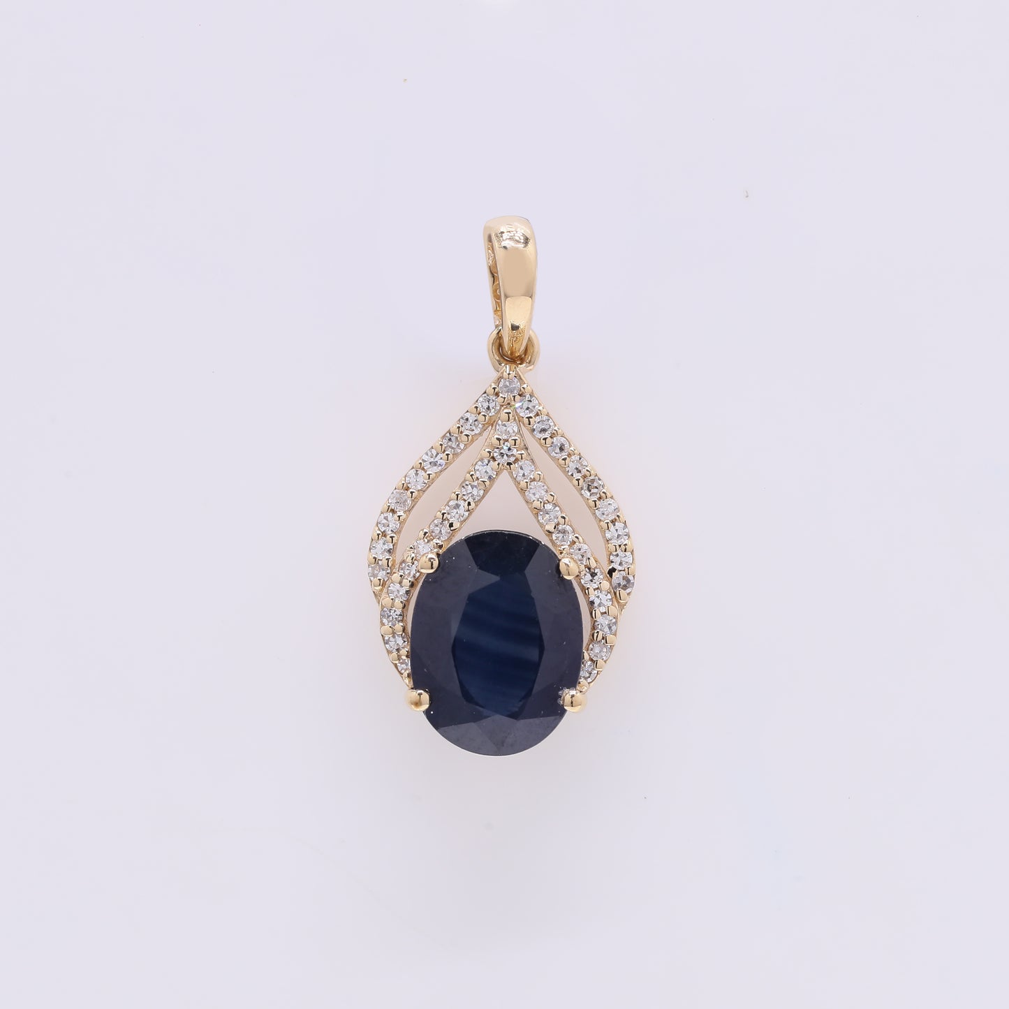 2.18 Ct Oval Mixed Cut Natural Sapphire 14K Gold Pendant