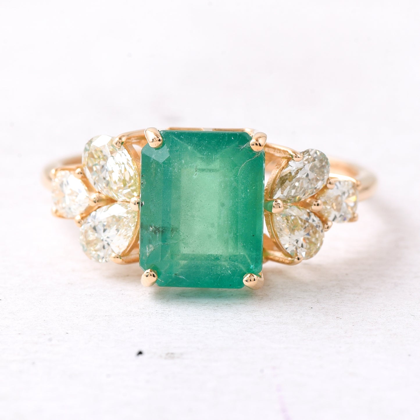3.25 Ct Octagon Step Cut Natural Emerald 14K Gold Ring