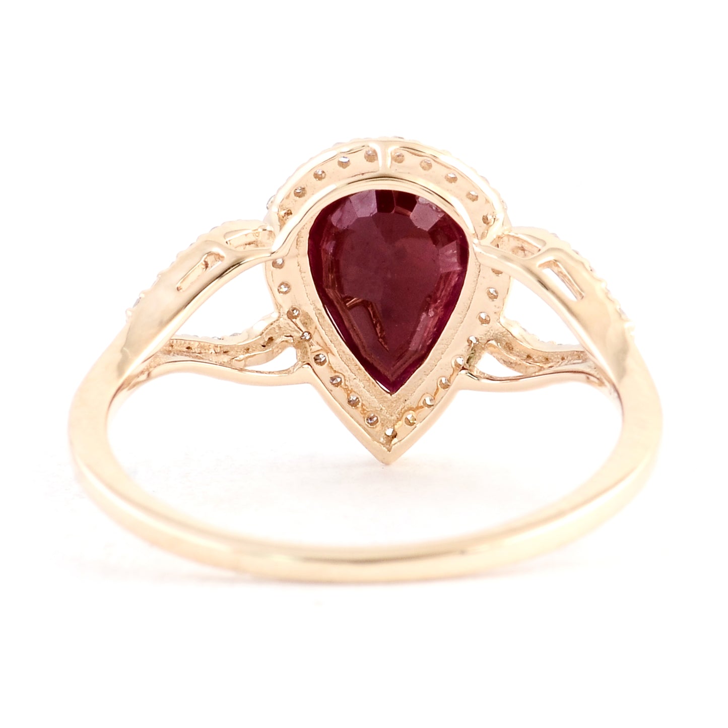 2.21 Ct Pear Mixed Cut Natural Corundum Ruby 14K Gold Ring