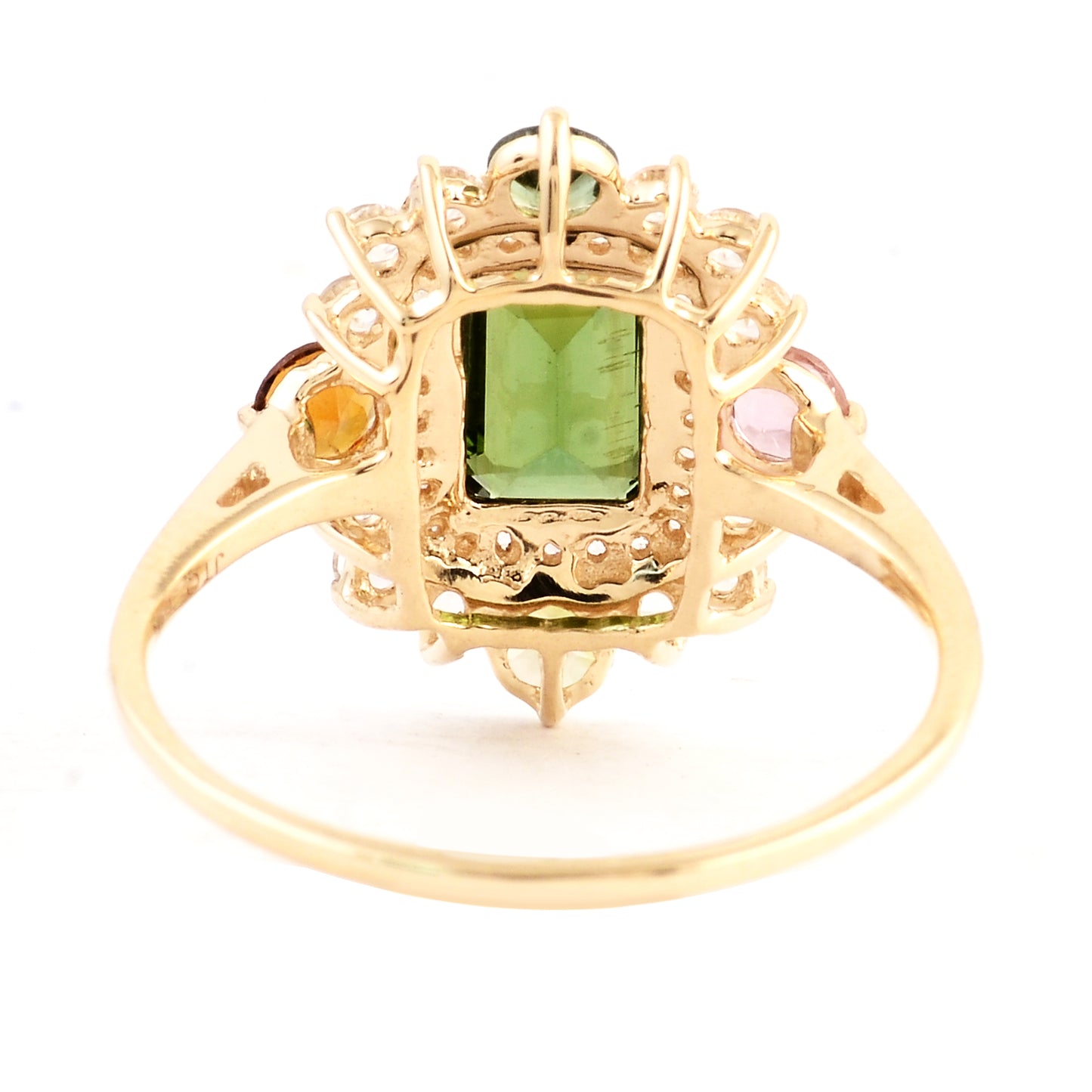 2.08 Ct Octagon Multi Tourmaline 14K Gold Ring