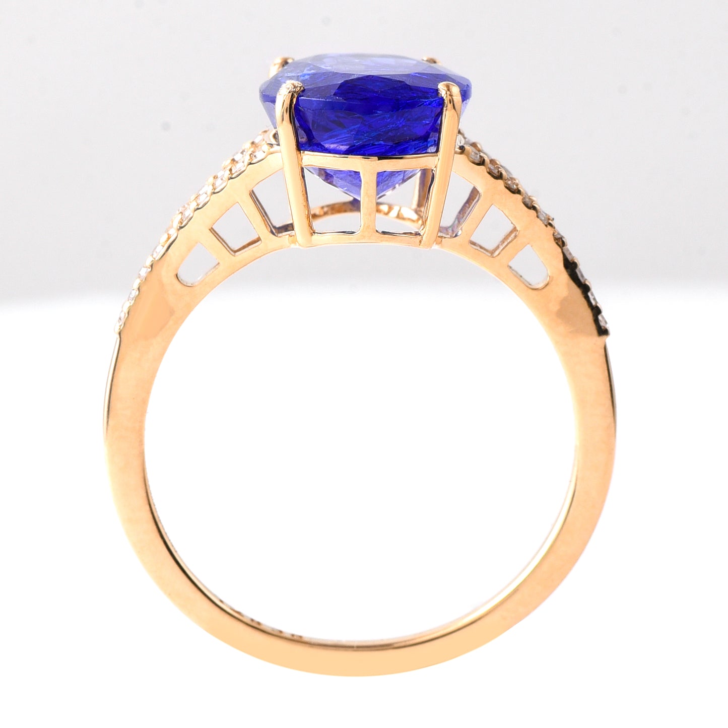 4.47 Ct Oval Mixed Cut Natural Tanzanite 14K Gold Ring