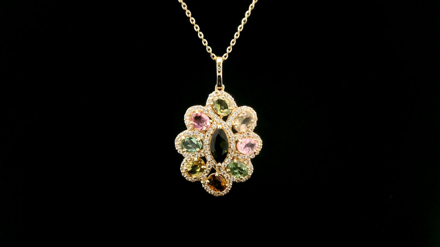 1.83 Ct Marquise Tourmaline 14K Gold Pendant
