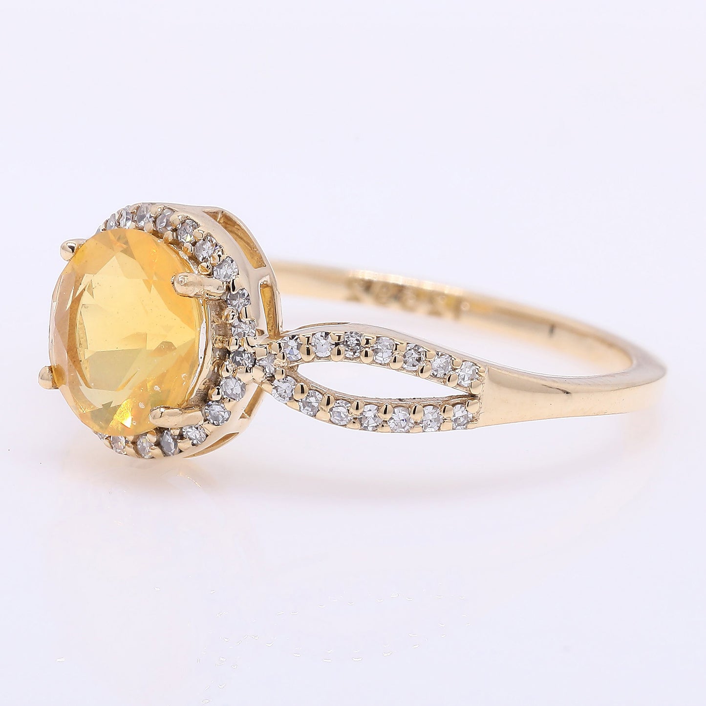 1.07 Ct Round Mixed Cut Natural Fire Opal 14K Gold Ring
