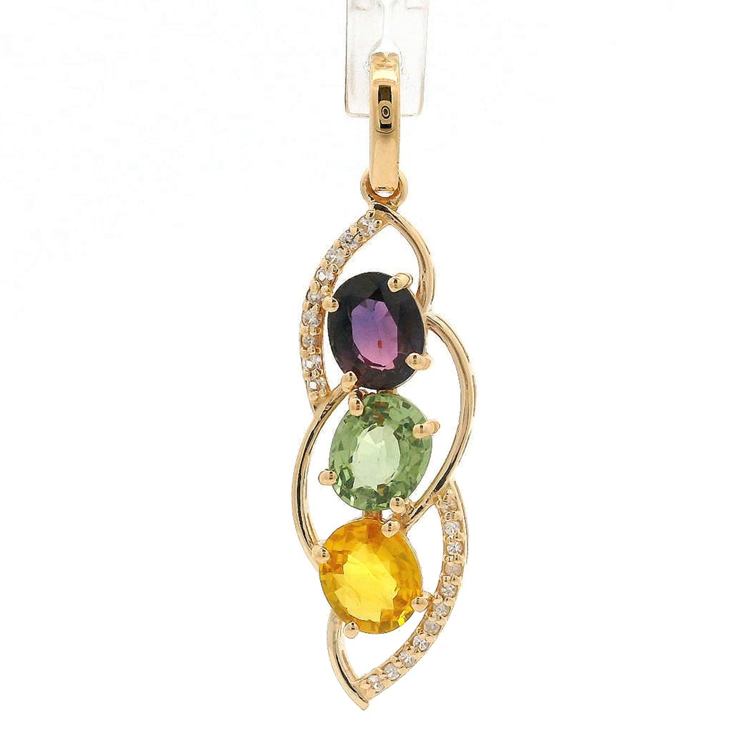 1.90 Ct Oval Multi Sapphire 14K Gold Pendant