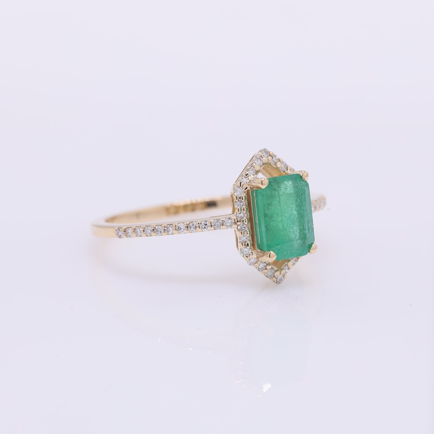 1.21 Ct Octagon Step Cut Natural Emerald 14K Gold Ring