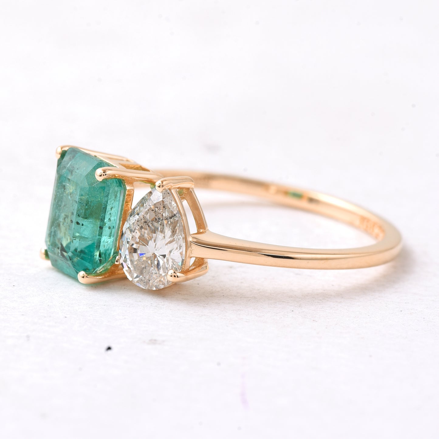 1.91 Ct Octagon Step Cut Natural Emerald 14K Gold Ring
