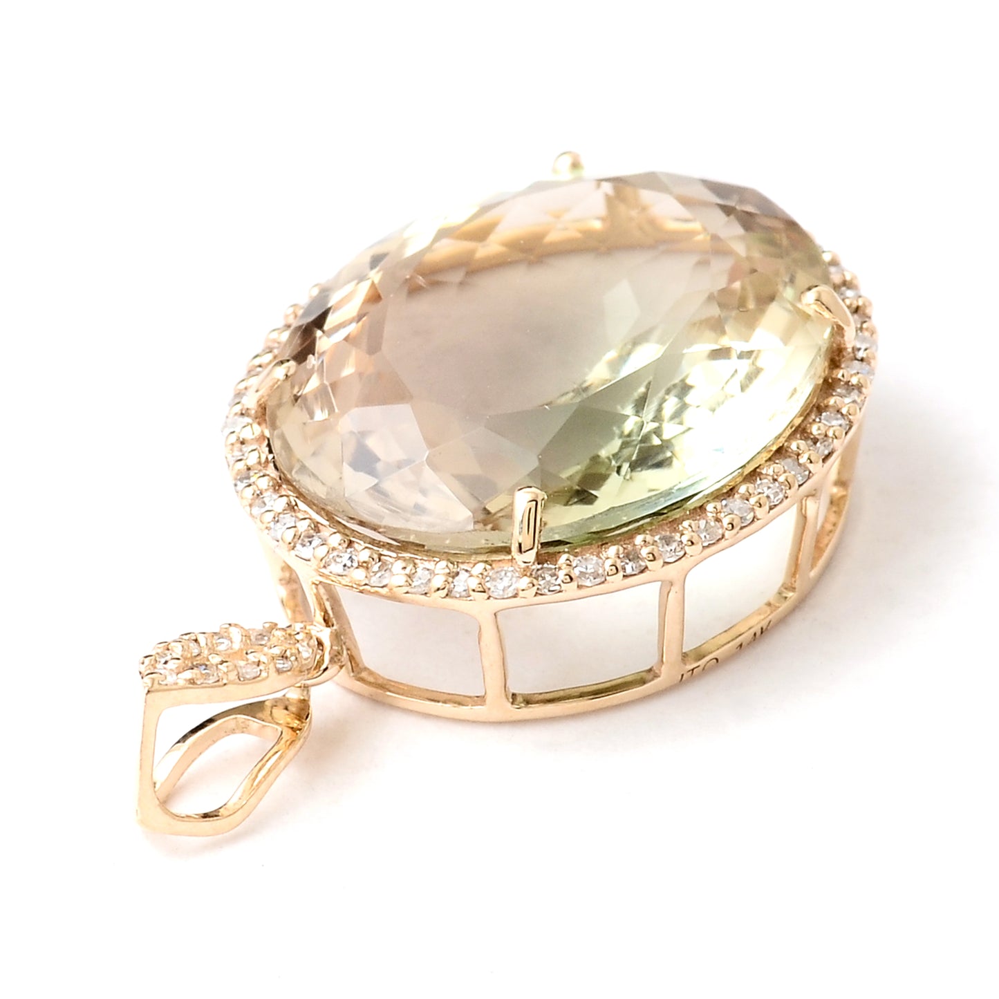7.91 Ct Oval Mixed Cut Natural Plagioclase Feldspar Sunstone 14K Gold Pendant