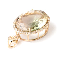 7.91 Ct Oval Mixed Cut Natural Plagioclase Feldspar Sunstone 14K Gold Pendant