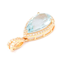 2.25 Ct Pear Mixed Cut Natural Aquamarine 14K Gold Pendant
