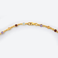 11.59 Ct Round Garnet, Peridot, Blue Topaz, Citrine, Amethyst 925 Sterling Silver Necklace