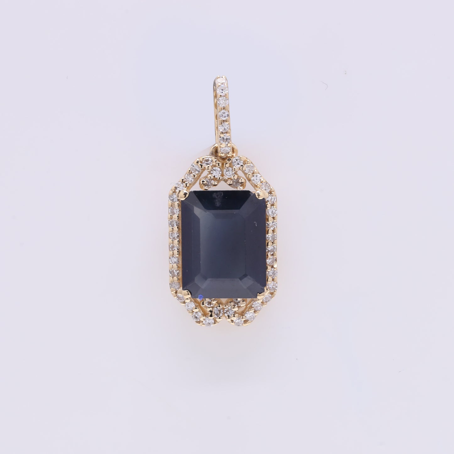 2.27 Ct Octagon Step Cut Natural Sapphire 14K Gold Pendant
