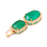 3.31 Ct Oval Mixed Cut, Cushion Mixed Cut Natural Emerald 14K Gold Pendant