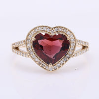 2.21 Ct Heart Mixed Cut Natural Garnet 14K Gold Ring