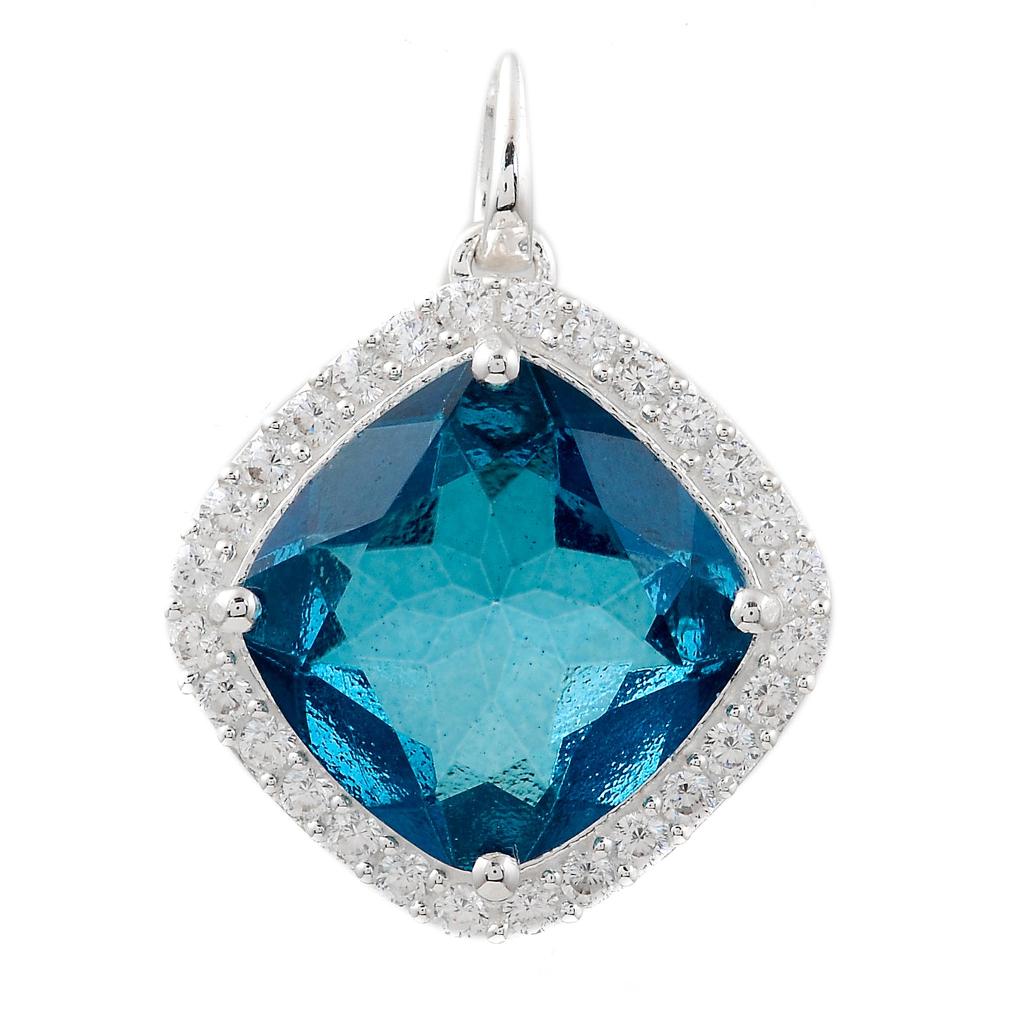 8.47 Ct Cushion Lbt Color Topaz, Cubic Zirconia, 925 Sterling Silver Pendant