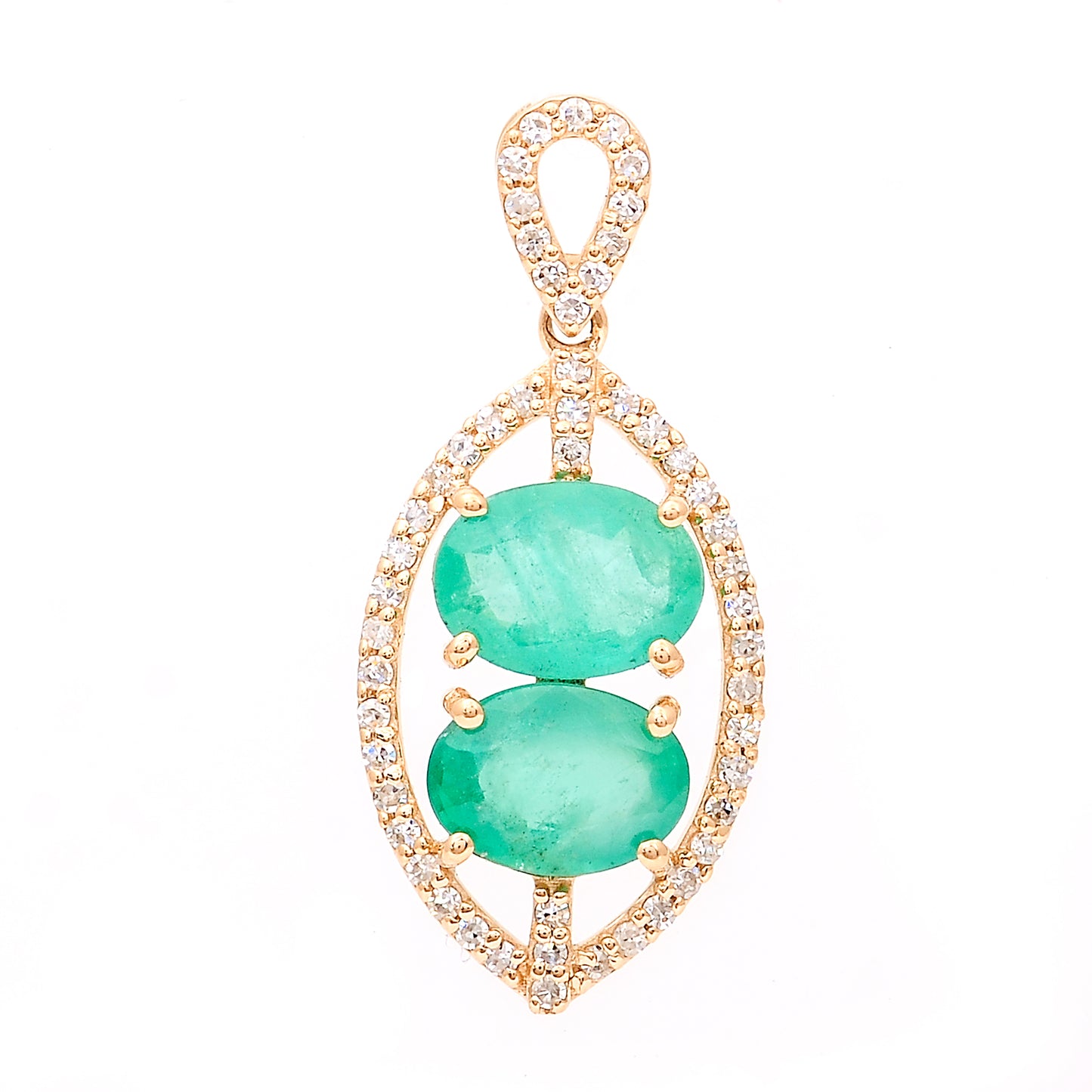 1.63 Ct Oval Mixed Cut Natural Emerald 14K Gold Pendant