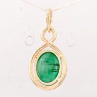 2.95 Ct Oval Emerald 9K Gold Pendant