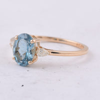 1.31 Ct Oval Natural Aquamarine 14K Gold Ring