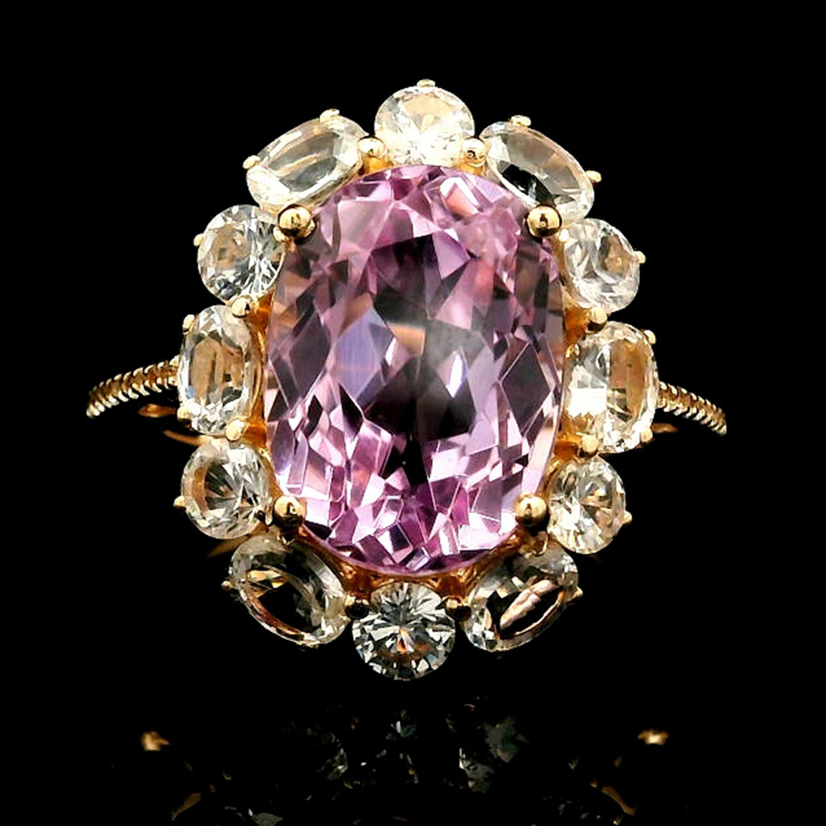 9.76 Ct Oval Kunzite 14K Gold Ring