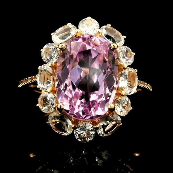 9.76 Ct Oval Kunzite 14K Gold Ring