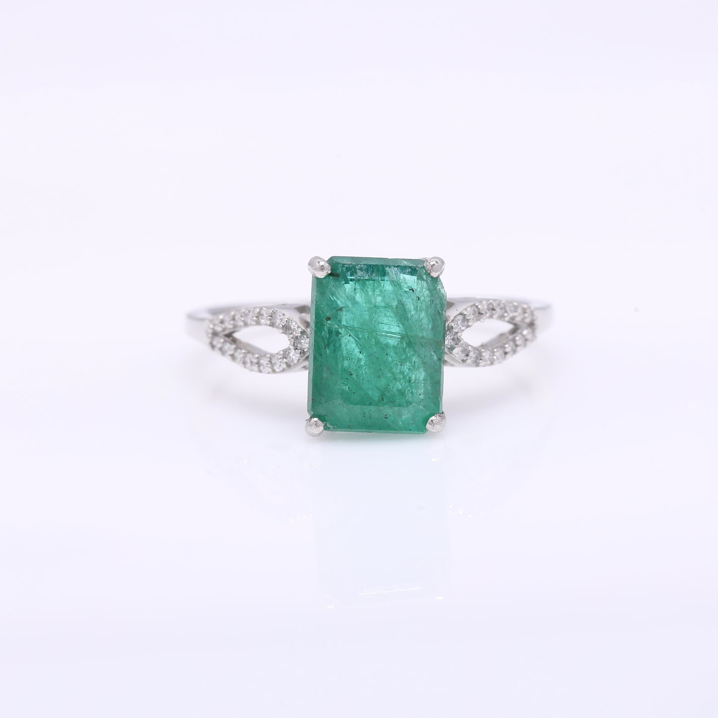 2.62 Ct Octagon Step Cut Natural Emerald 950 Platinum Ring