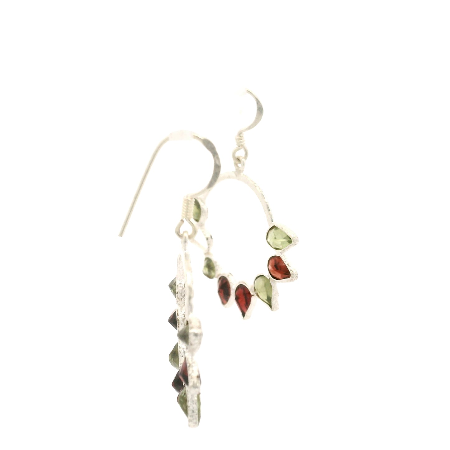 8.25 Ct Garnet, Peridot 925 Sterling Silver Earrings