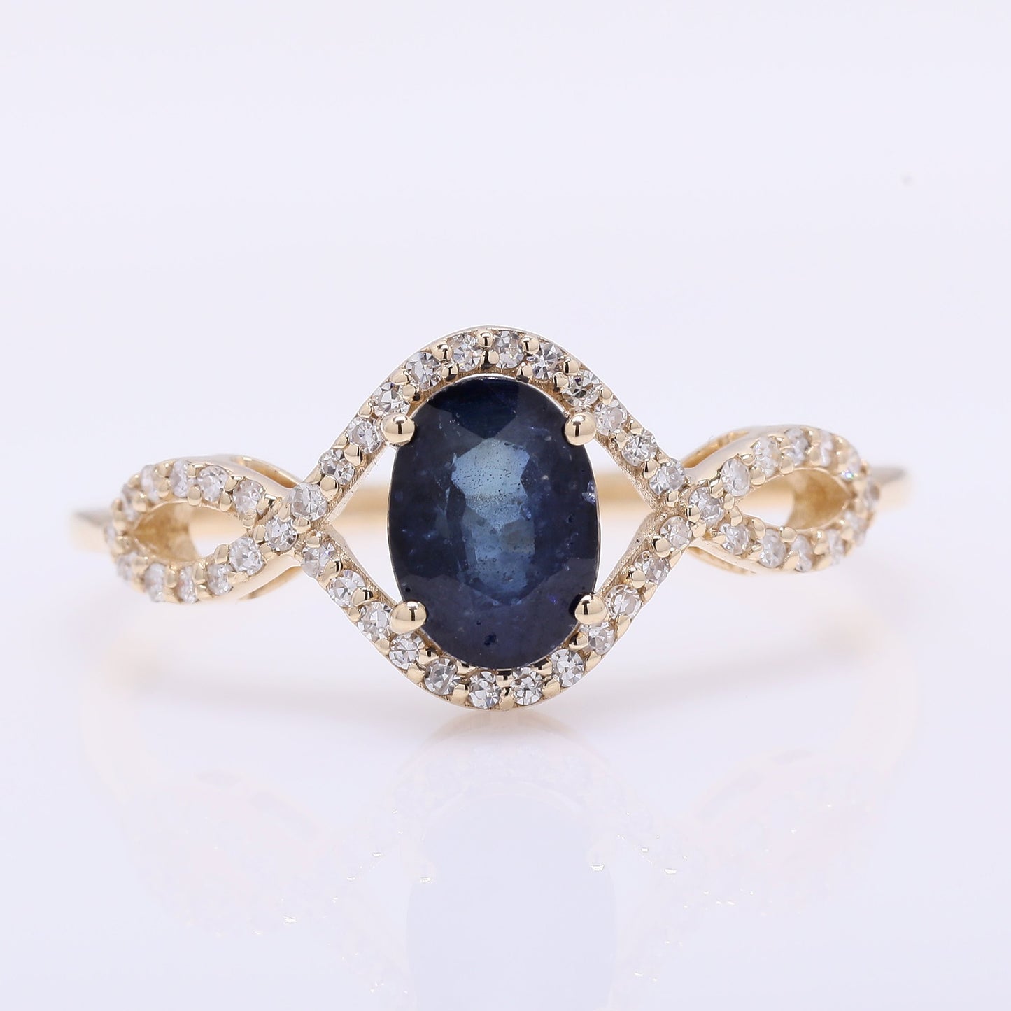 1.32 Ct Oval Mixed Cut Natural Sapphire 14K Gold Ring