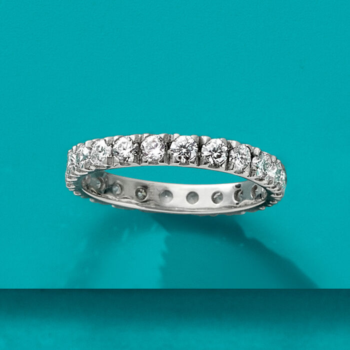 1.10 ct. t.w. Moissanite Eternity Band in Sterling Silver. Size 5