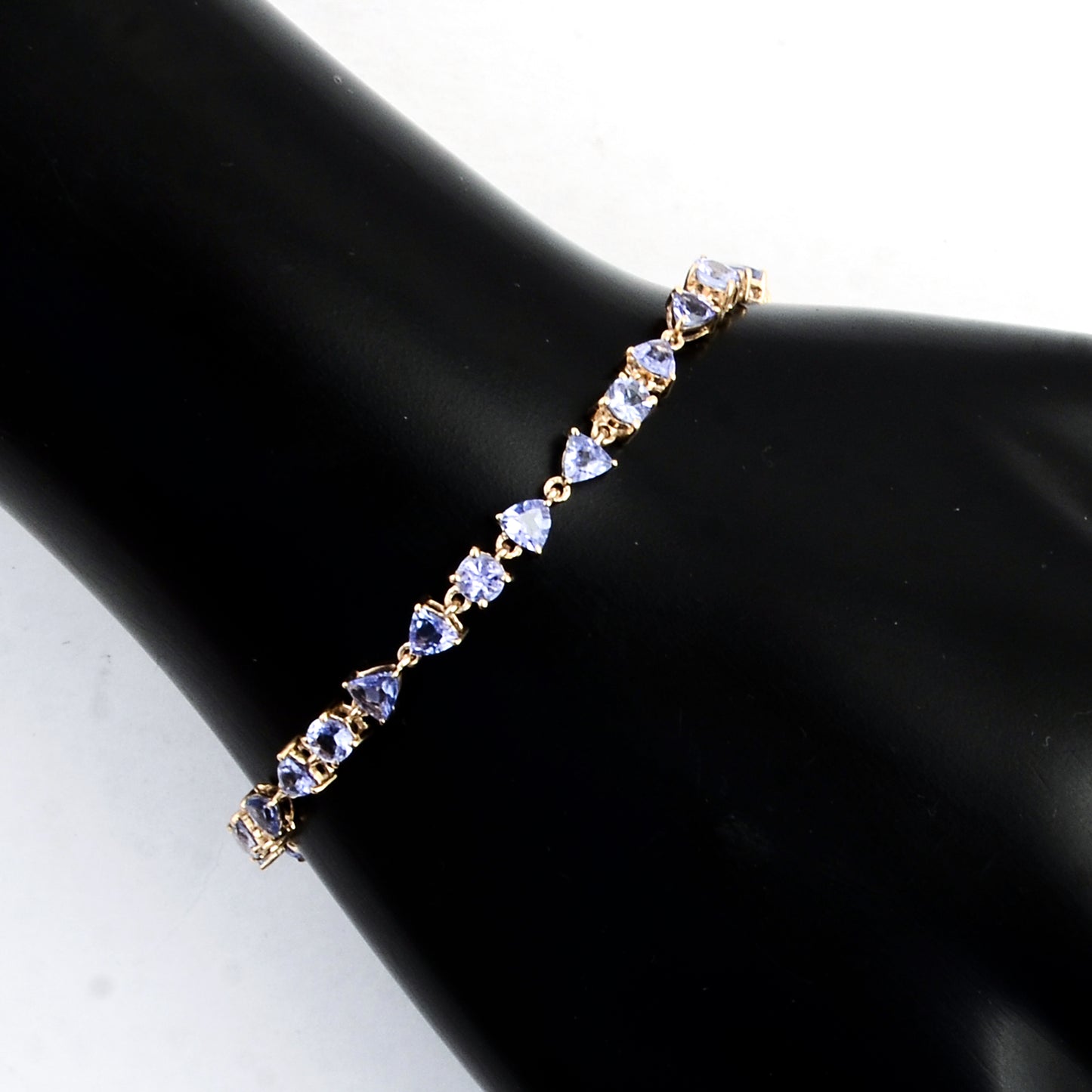 3.66 Ct Trillion Tanzanite 14K Gold Bracelet