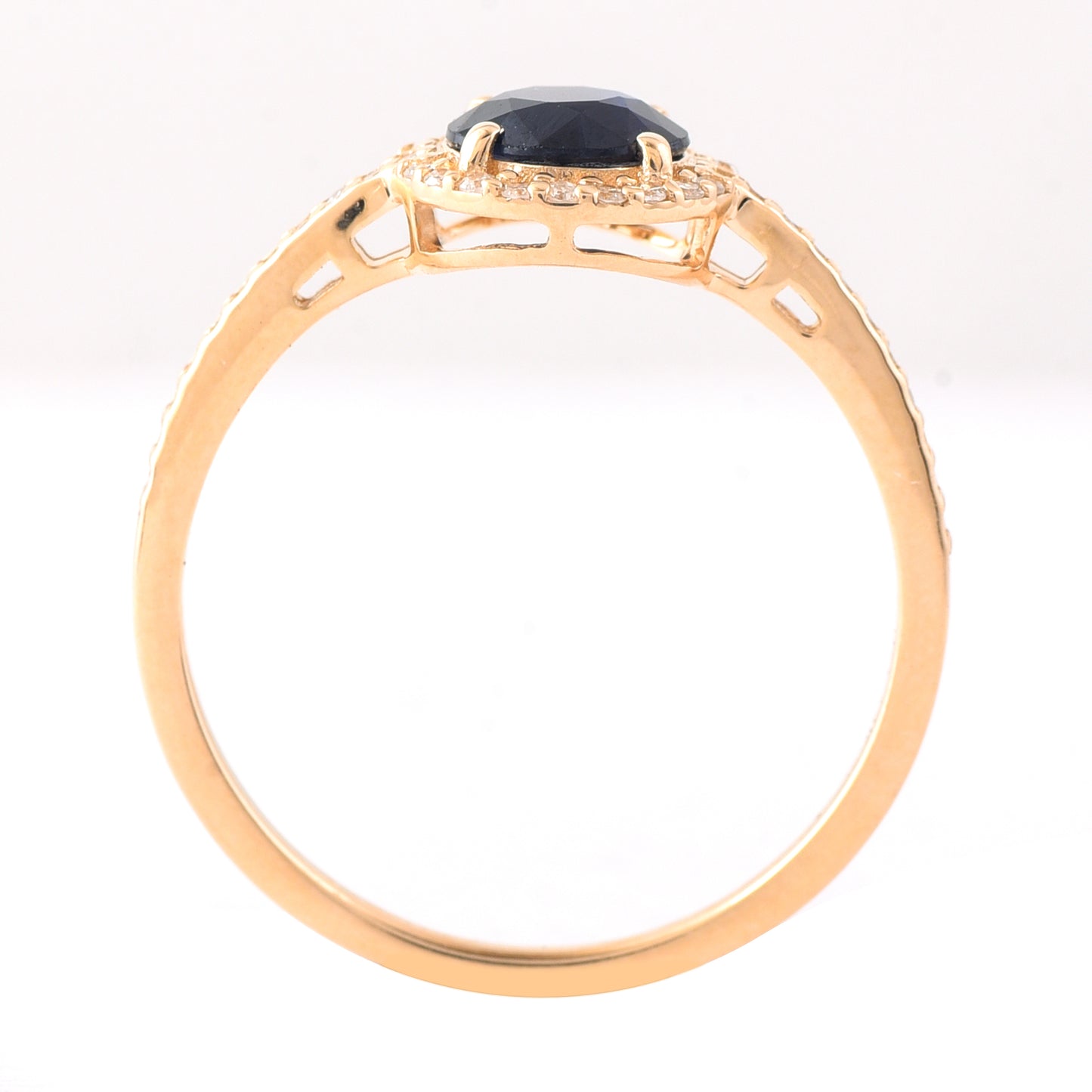 0.93 Ct Round Mixed Cut Natural Sapphire 14K Gold Ring