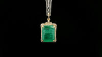 7.13 Ct Octagon Natural Emerald 14K Gold Pendant