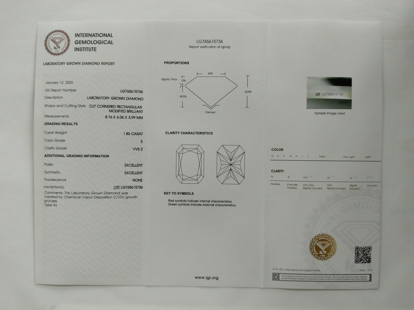 2.15 Ct Cut Cornere Rectangular Modifie Brilliant Lab Grown Diamond 950 Platinum Ring