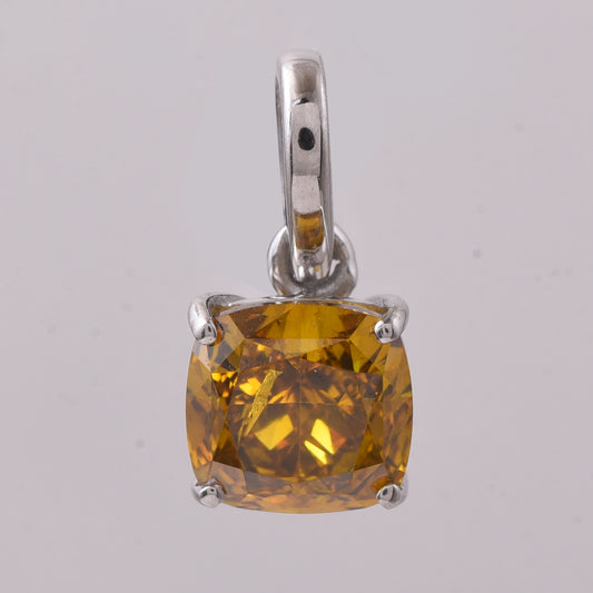 1.19 Ct Cushion Yellow Diamond 950 Platinum Pendant