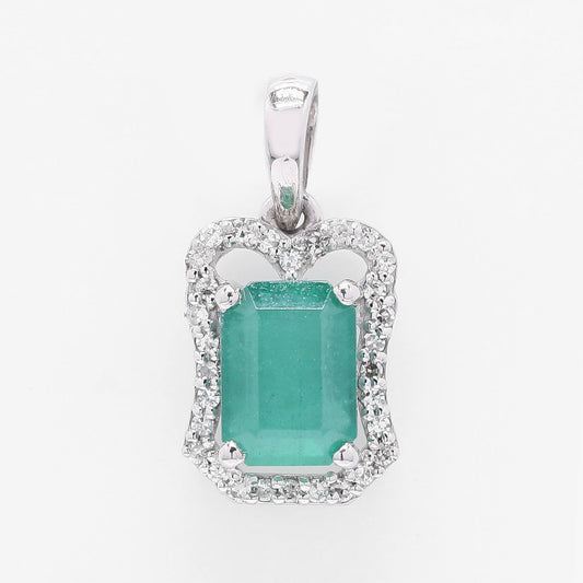 1.21 Ct Octagon Step Cut Natural Emerald 950 Platinum Pendant