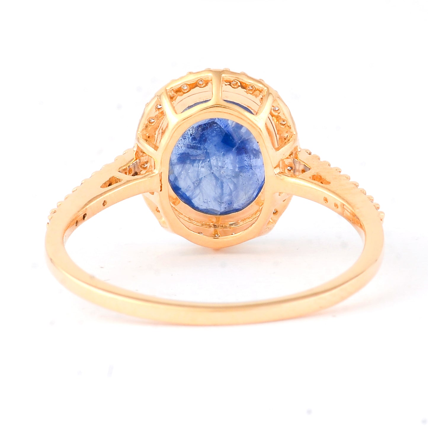 2.64 Ct Oval Mixed Cut Natural Sapphire 14K Gold Ring