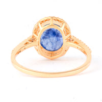 2.64 Ct Oval Mixed Cut Natural Sapphire 14K Gold Ring