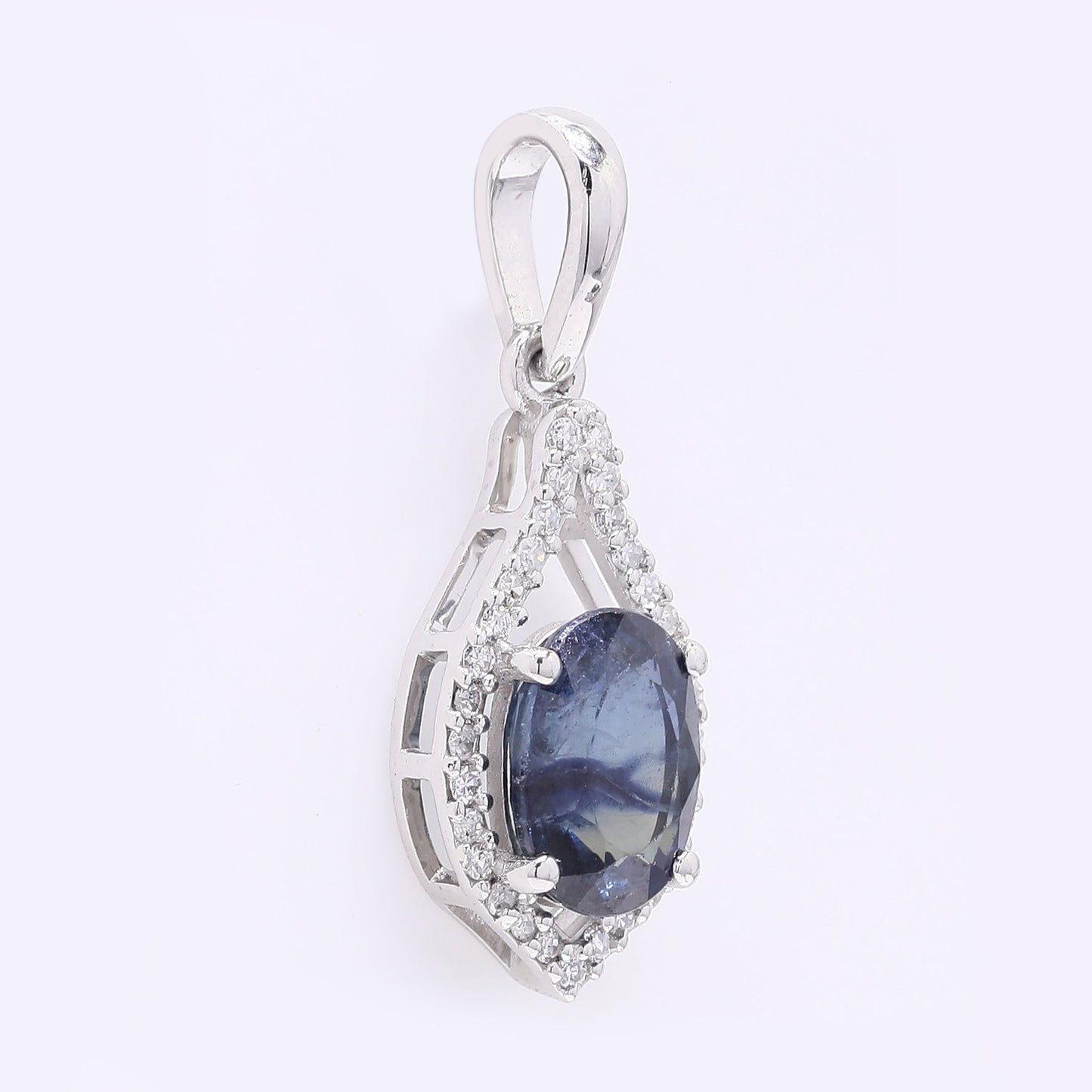 1.51 Ct Oval Mixed Cut Natural Sapphire 950 Platinum Pendant