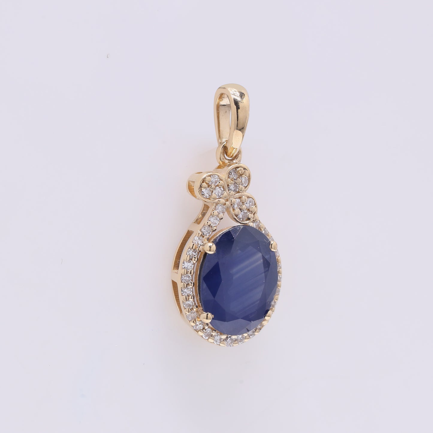 1.94 Ct Oval Mixed Cut Natural Sapphire 14K Gold Pendant