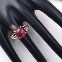 5.44 Ct Cushion Cabochon Cut Natural Pink Tourmaline 14K Gold Ring