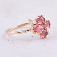 1.52 Ct Round Cabochon Cut Natural Pink Tourmaline 14K Gold Ring