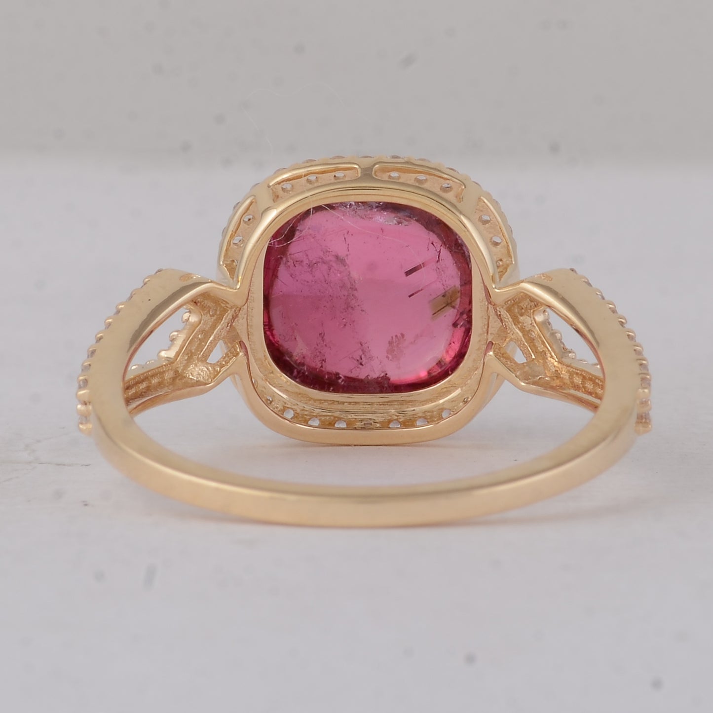 3.93 Ct Cushion Tourmaline 9K Gold Ring