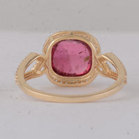 3.93 Ct Cushion Tourmaline 9K Gold Ring