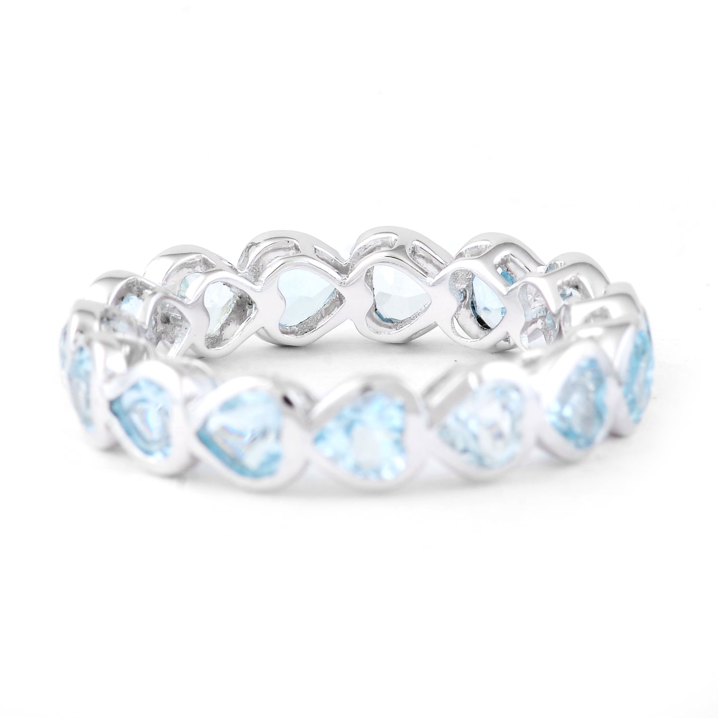 4.44 Ct Heart Blue Topaz 925 Sterling Silver Ring