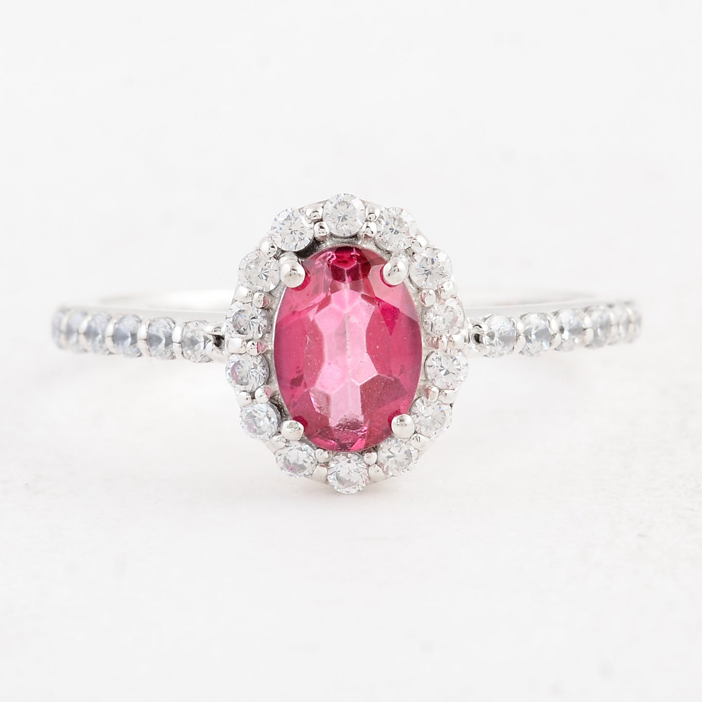 1.56 Ct Oval Pink Topaz 925 Sterling Silver Ring