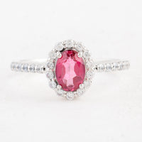1.56 Ct Oval Pink Topaz 925 Sterling Silver Ring