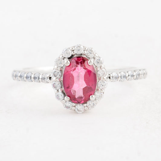 1.56 Ct Oval Pink Topaz 925 Sterling Silver Ring