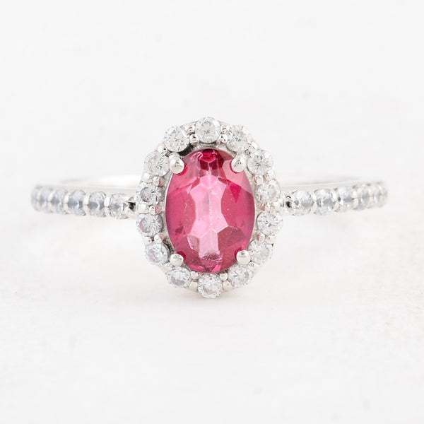 1.56 Ct Oval Pink Topaz 925 Sterling Silver Ring