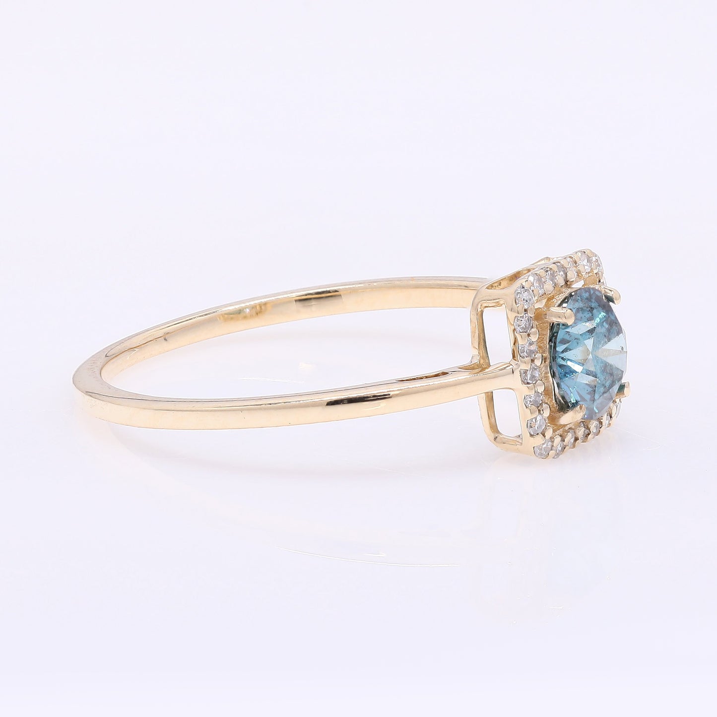 0.57 Ct Round Blue Diamond 14K Gold Ring