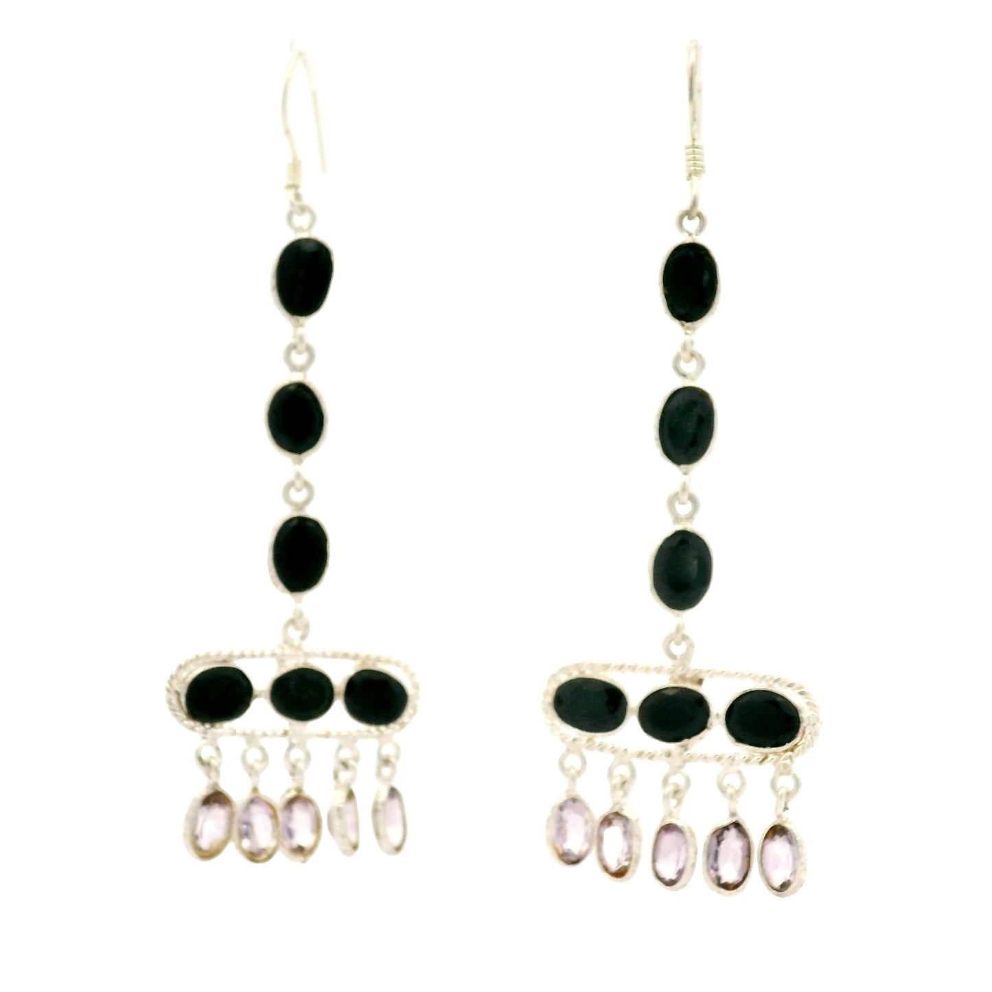 20.25 Ct Sapphire, Amethyst 925 Sterling Silver Earrings
