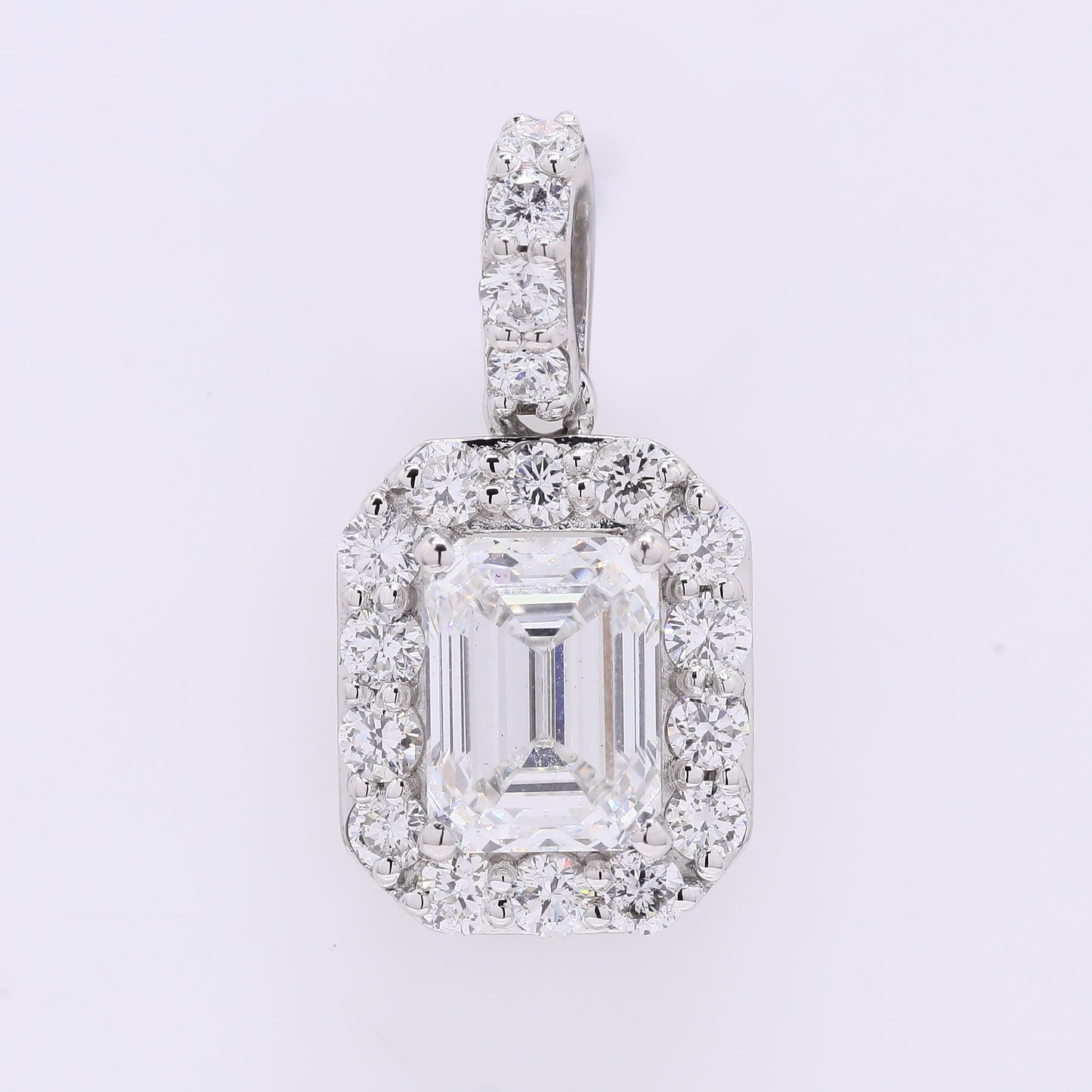 2.10 Ct Emerald Cut Lab Grown Diamond 950 Platinum Pendant
