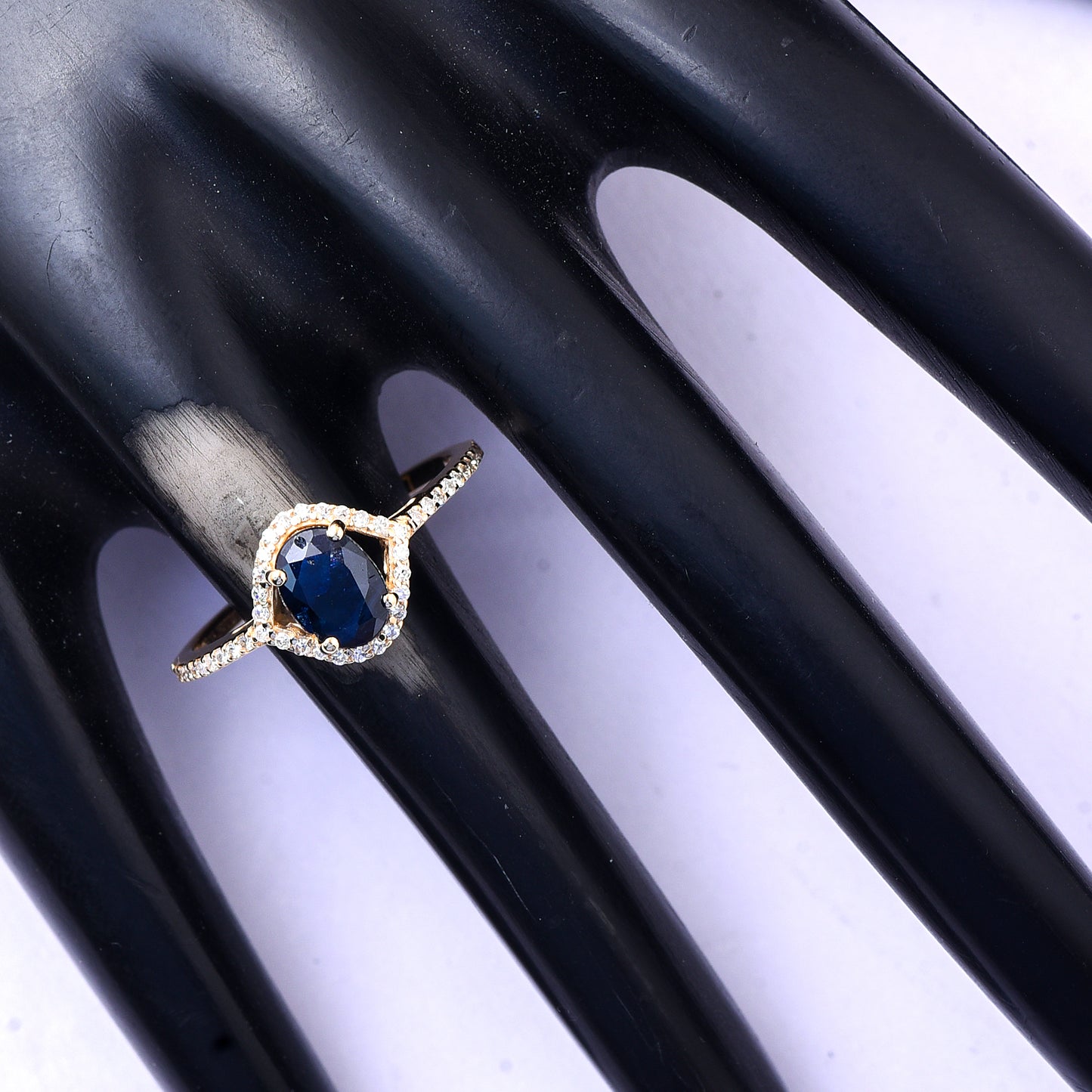 1.42 Ct Oval Mixed Cut Natural Sapphire 14K Gold Ring